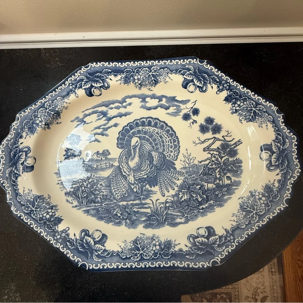 Blue and White Turkey Platter - Japan - English Countryside
